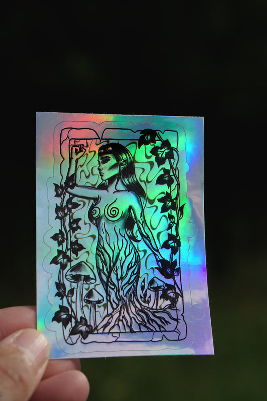 Holografischer „Nature Feminism“ Aufkleber